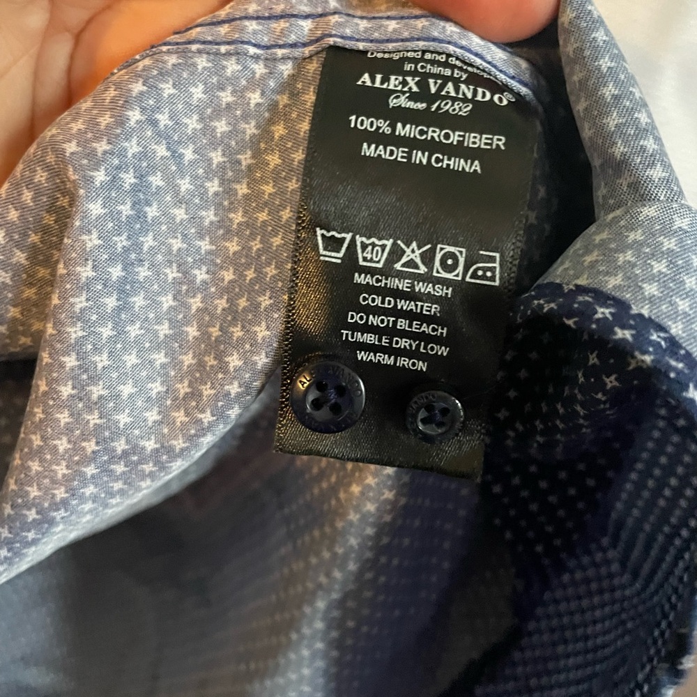 Blue Patterned Button-Up Shirt - Picture 5 of 9